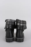 Plaid Cuff Combat Lug Booties