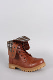 Plaid Cuff Combat Lug Booties