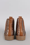 Elastic Gores Glitter Lug Ankle Boots