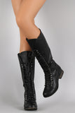 Breckelle Combat Lace Up Knee High Boots