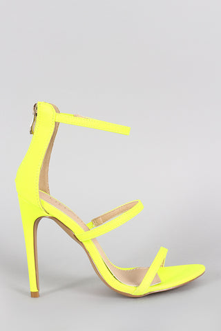 Liliana Neon Triple Straps Single Sole Heel