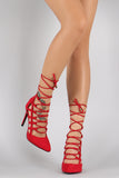 Suede Caged Lace Up Pointy toe Stiletto Pump