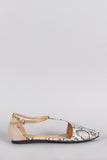 Python Pointy Toe Open Side Ankle Strap Flat