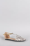 Python Pointy Toe Open Side Ankle Strap Flat