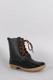 Round Toe Lace Up Duck Ankle Boots