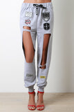 Patched Cutout Jogger Pants