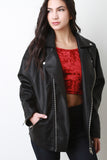 Oversized Zip-Up Faux Leather Jacket