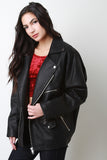 Oversized Zip-Up Faux Leather Jacket