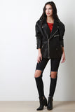 Oversized Zip-Up Faux Leather Jacket