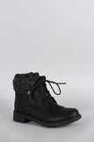 Sweater Cuff Lace Up Combat Booties