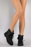 Sweater Cuff Lace Up Combat Booties
