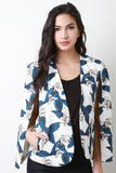 Leaf Pattern Cape Blazer