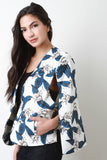 Leaf Pattern Cape Blazer