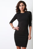 Zip Collar Horizontal Ribbed Knit Mini Dress