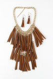 Suede Tassels Layered Statement Necklace