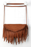 Vegan Leather Fringe Baguette Bag