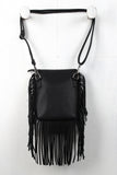 Filigree Pendant Studded Leather Fringe Bag