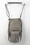 Filigree Pendant Studded Leather Fringe Bag