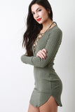 Corset Lace Up Long Sleeves Bodycon Mini Dress