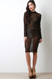 Three Piece Cheetah Mesh Dress