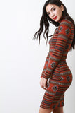 Fair Isle Knit Mock Neck Bodycon Dress