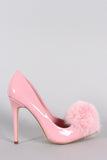 Privileged Faux Fur Pom Pom Patent Pointy Toe Stiletto Pump