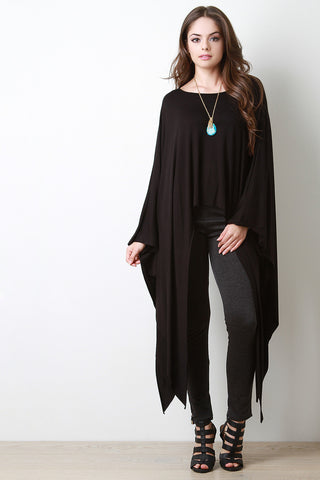 Raw Hem Sharkbite Poncho Maxi Top