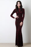 Burnout Velvet Mermaid Maxi Dress