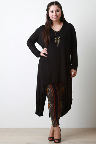 High-Low Vented Hem Long Sleeve Top