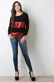 Sequin Panel Long Sleeve Top