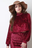 Velvet Mock Neck Cape Top