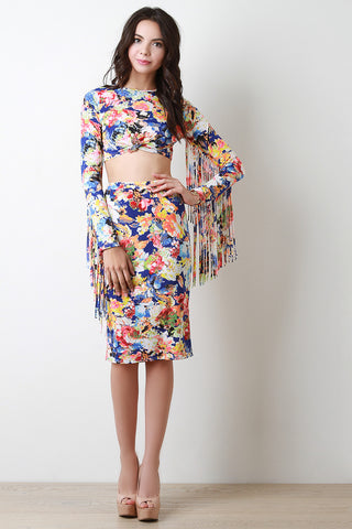 Neon Floral Midi Skirt