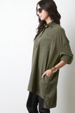 Collar Oversized Long Sleeves Button Up Top