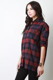 Oversized Boxy Plaid Long Sleeves Button Up Shirt