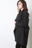 Draped Collar Long Sleeves Wool Jacket