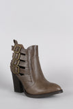 Wild Diva Lounge Almond Toe Buckled Strap Booties