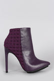 Checker Embossed Pointy Toe Stiletto Booties