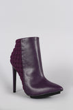 Checker Embossed Pointy Toe Stiletto Booties