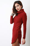 Shift Cowl Neck Long Sleeve Dress