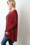 Shark Bite Hem Solid Dolman Top