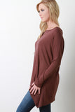 Shark Bite Hem Solid Dolman Top