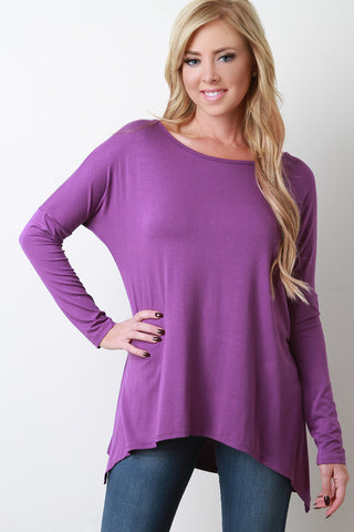 Shark Bite Hem Solid Dolman Top