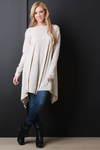 Rib Knit Long Sleeve Sharkbite Top