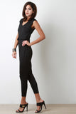 V Neck Faux Pocket Jumpsuit