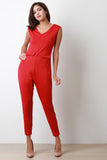 V Neck Faux Pocket Jumpsuit