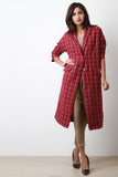 Plaid Double Snap Button Overcoat