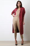 Plaid Double Snap Button Overcoat