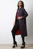 Plaid Double Snap Button Overcoat