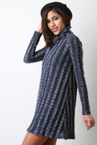Wide Ribbed Turtleneck Shift Dress