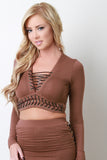 Corset Lace Up Panel Crop Top